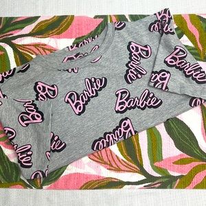 Gray and Pink Barbie Logo Tee